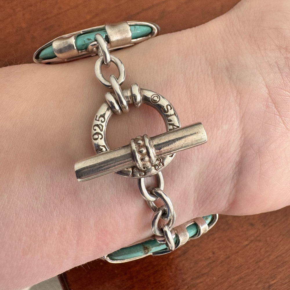 Slane & Slane Turquoise and Silver Link Bracelet - Picture 4 of 5